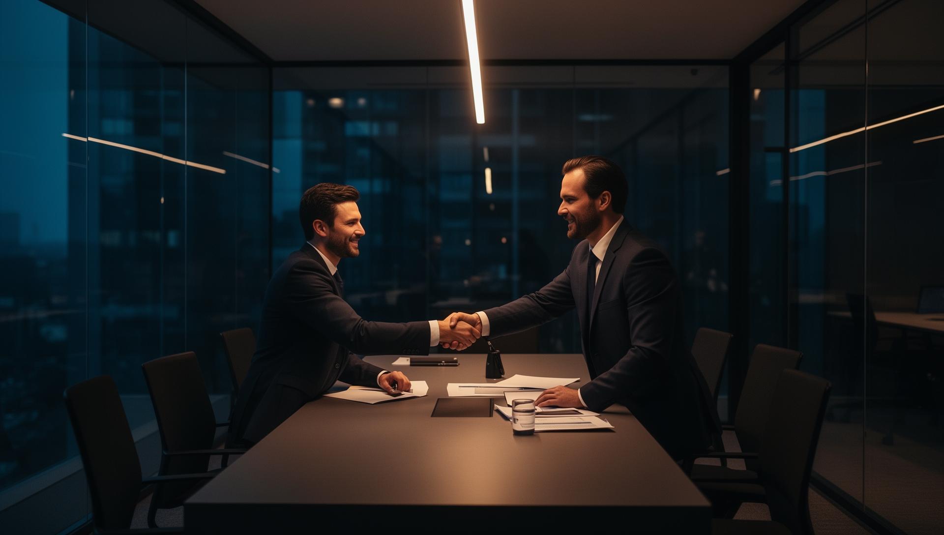 B2B sales meeting between two professionals